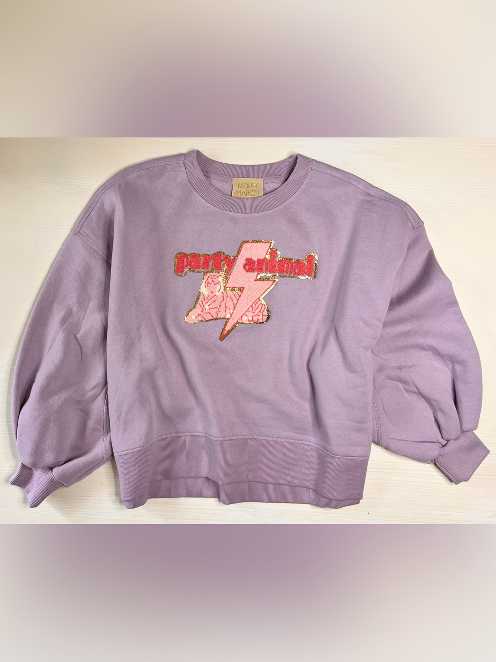 Judith March Lilac 'Party Animal' Sweatshirt with Pink & Gold Graphic